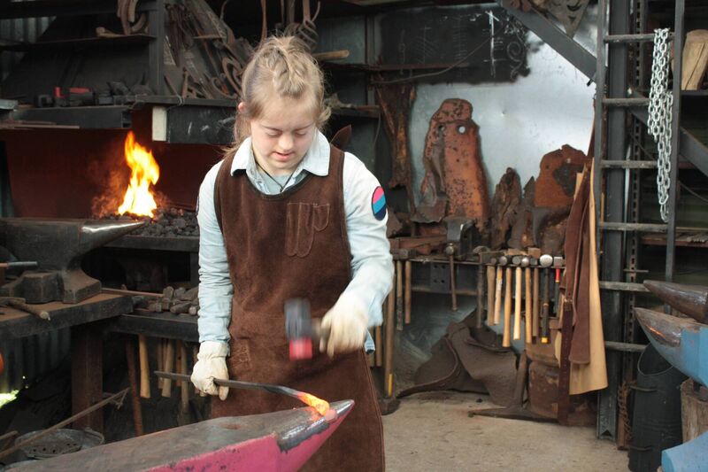Jessie Waschkowitz working in the forge at her home in Castletownbere. The West Cork artist will showcase her pieces at the Special Olympics in Berlin.