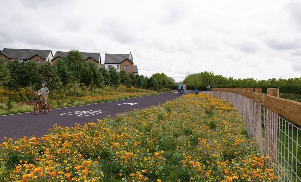 People can now have their say on phase one of the Maglin Greenway, a new walking and cycling route between Maglin Rd and Gaelscoil Uí Ríordáin in Ballincollig. Image: G-Net 3D via consult.corkcity.ie/en.