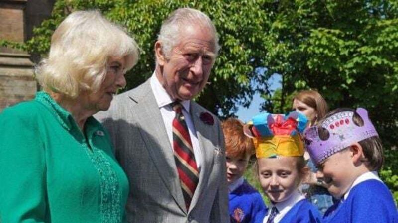 Britain's king and queen meet eight-year-olds called Charles and Camilla in Armagh Britain's king and queen meet eight-year-olds called Charles and Camilla in Armagh