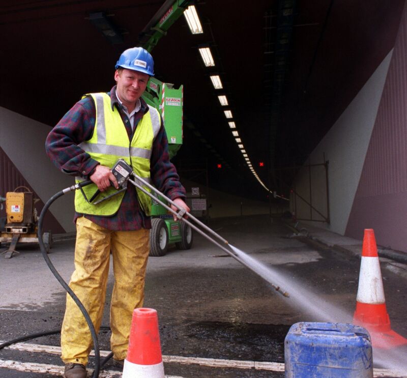 Don Browne washing down the Jack Lynch Tunnel in 1999 before the official opening. Picture: Richard Mills.  Don Browne washing down the Jack Lynch Tunnel in 1999 before the official opening. Picture: Richard Mills.