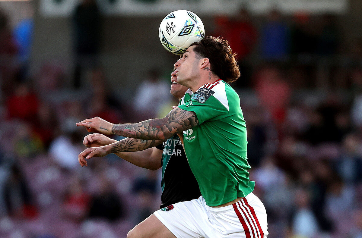 Shamrock Rovers' Gary O'Neill and Ruairi Keating of Cork City in action at Turner's Cross. Picture: INPHO/Bryan Keane