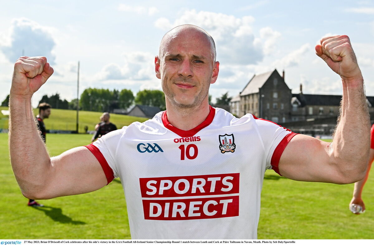 Goalscorer Brian O'Driscoll celebrates Cork's win over Louth at Páirc Tailteann in Navan. Picture: Seb Daly/Sportsfile