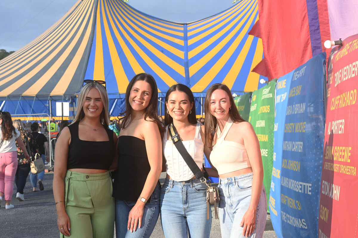  Bandon ladies Emily Crowley, Angel O'Mullane, Natasha Benjamin-Payne, and Emma Cuskelly attending the opening night at the Marquee.Pic Larry Cummins