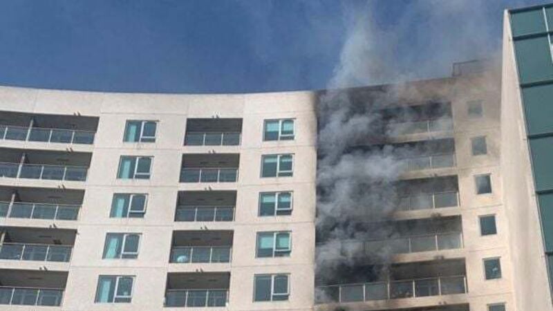 Firefighters tackle blaze at Dublin high-rise apartment building Firefighters tackle blaze at Dublin high-rise apartment building