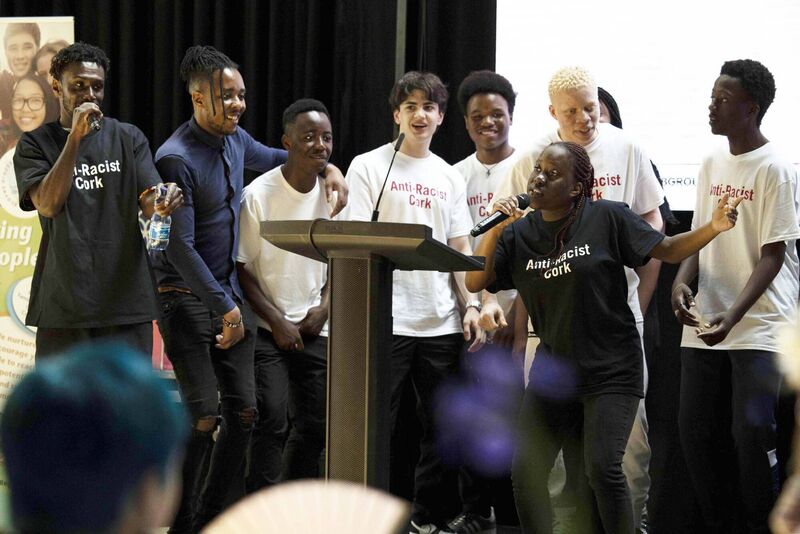 Members of Riverside of Cork Migrant Centre at Nano Nagle Place at Cork's first ever Youth-Led Anti Racism Summit took place in Cork City Hall on 26th May.Picture Clare Keogh.