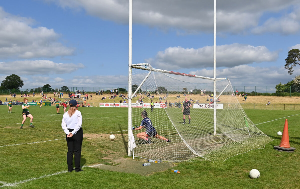 Cork keeper Meabh O'Sullivan making a penalty save from Louise Ní Mhuircheartaigh. Picture: Dan Linehan Cork keeper Meabh O'Sullivan making a penalty save from Louise Ní Mhuircheartaigh. Picture: Dan Linehan