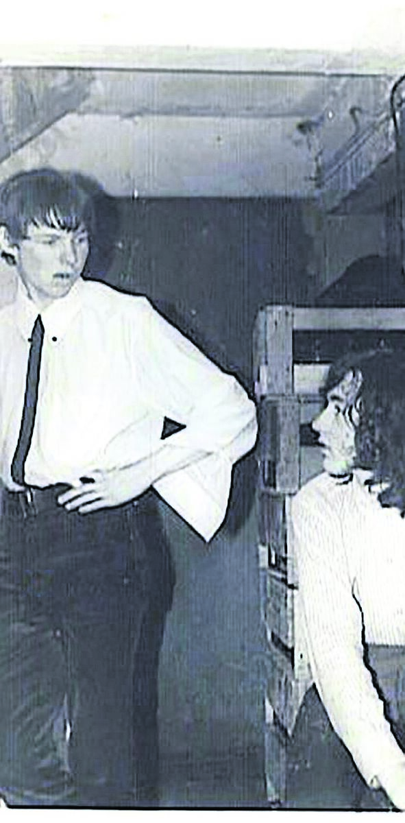 Johnny Campbell with Rory Gallagher underneath the stage at the Hamburg club in the 1960s