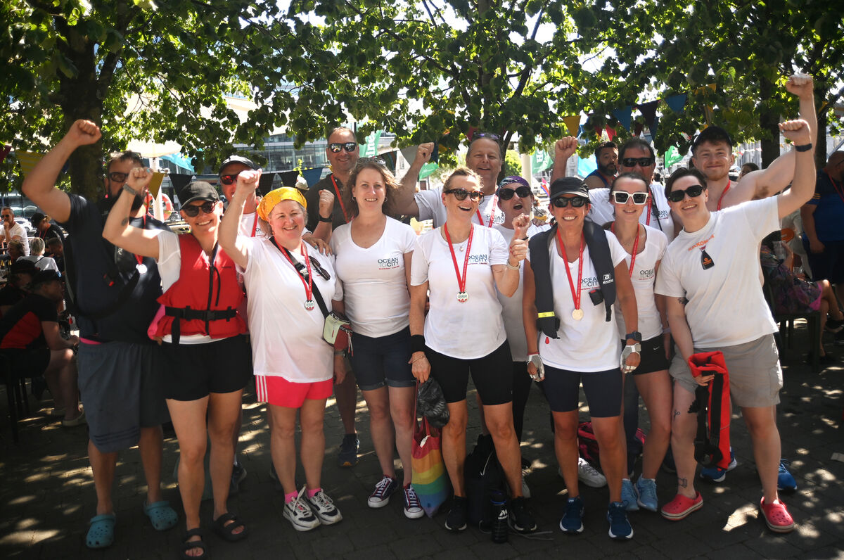 'The Rathcoursey Casuals' from East Cork celebrate completing the Ocean-to-City Race on Saturday 3rd June 2023. Pic Larry Cummins 'The Rathcoursey Casuals' from East Cork celebrate completing the Ocean-to-City Race on Saturday 3rd June 2023. Pic Larry Cummins