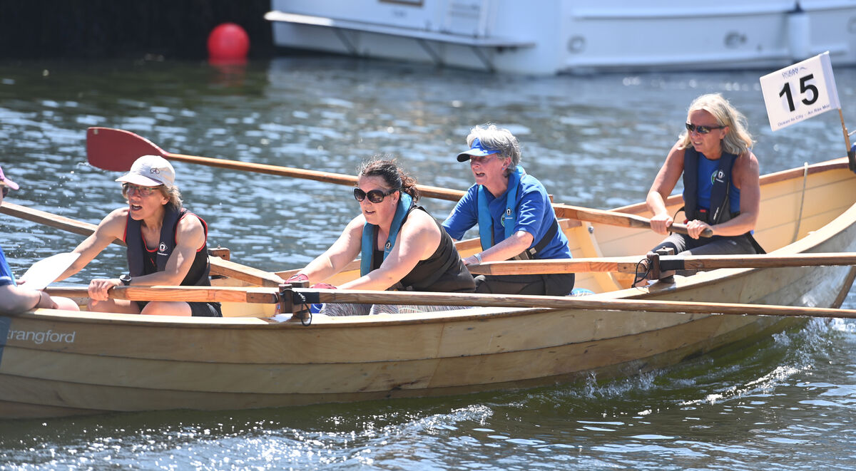 Rowers from Strangford, Co Down at the finish at Lapps Quay, Cork of the Ocean-to-City Race on Saturday 3rd June 2023. Pic Larry Cummins Rowers from Strangford, Co Down at the finish at Lapps Quay, Cork of the Ocean-to-City Race on Saturday 3rd June 2023. Pic Larry Cummins