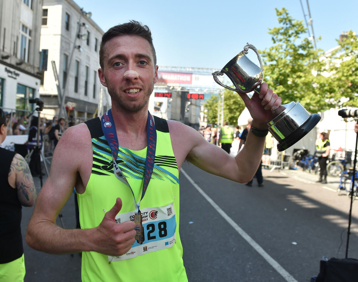 Ryan Creech, Leevale AC, winner of the men's half marathon at the Cork City Marathon. Picture: Eddie O'Hare