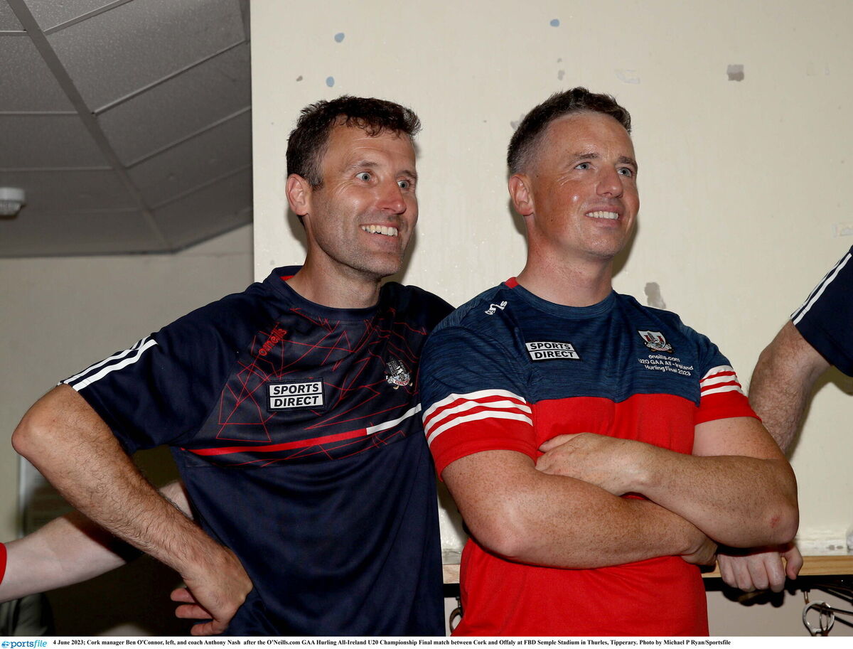 Cork manager Ben O'Connor and coach Anthony Nash. Picture: Michael P Ryan/Sportsfile Cork manager Ben O'Connor and coach Anthony Nash. Picture: Michael P Ryan/Sportsfile