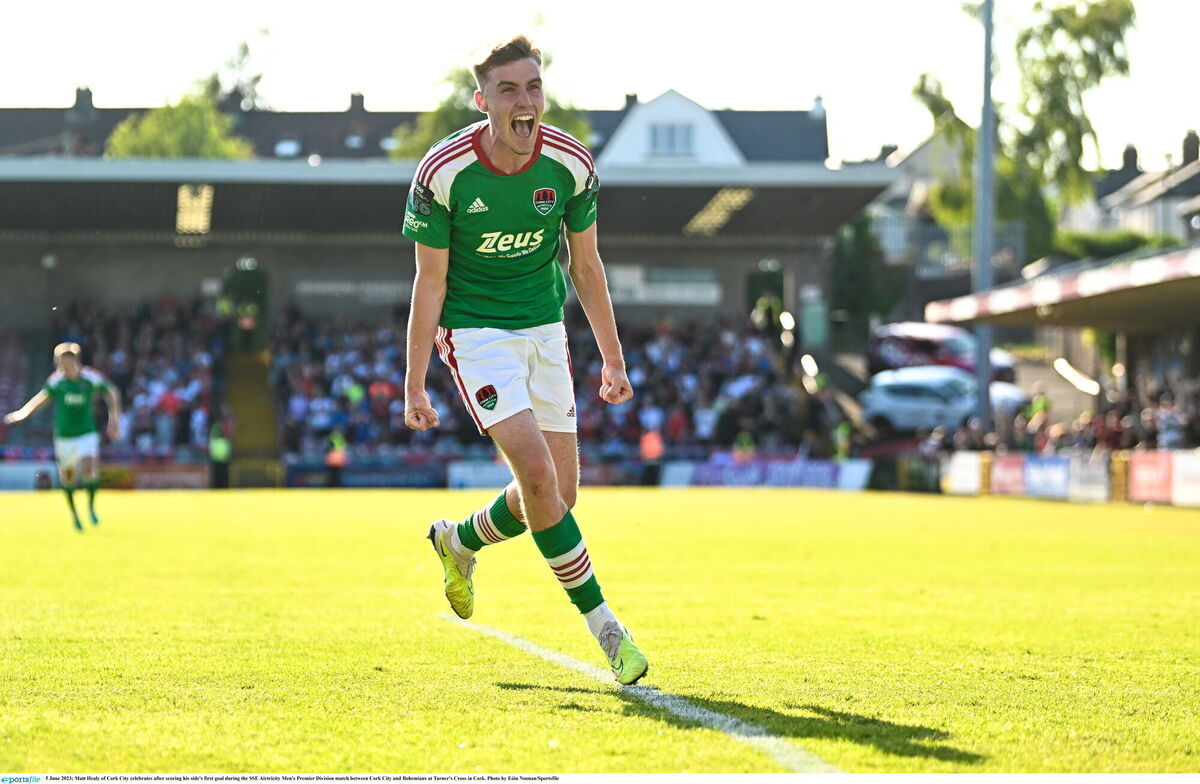Matt Healy after grabbing the first goal. Picture: Eóin Noonan/Sportsfile