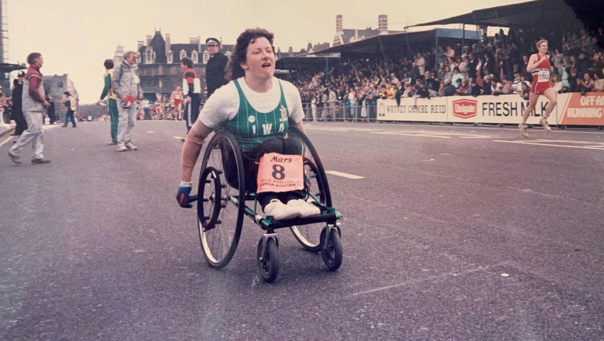 Kay McShane taking part in a marathon. Kay McShane taking part in a marathon.