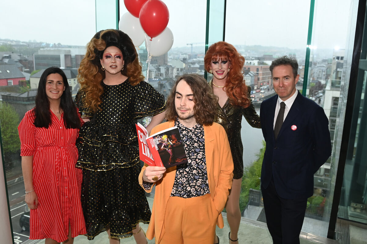  Lorraine Maye, festival director; Candy Warhol, Aaron O'Neill; Marian Mary -The 6th and Ruairi O'Connor, chairman of the festival board at the launch in the River Lee hotel of the Cork Midsummer Festival starting on June 14th to 25th. Picture; Eddie O'Hare