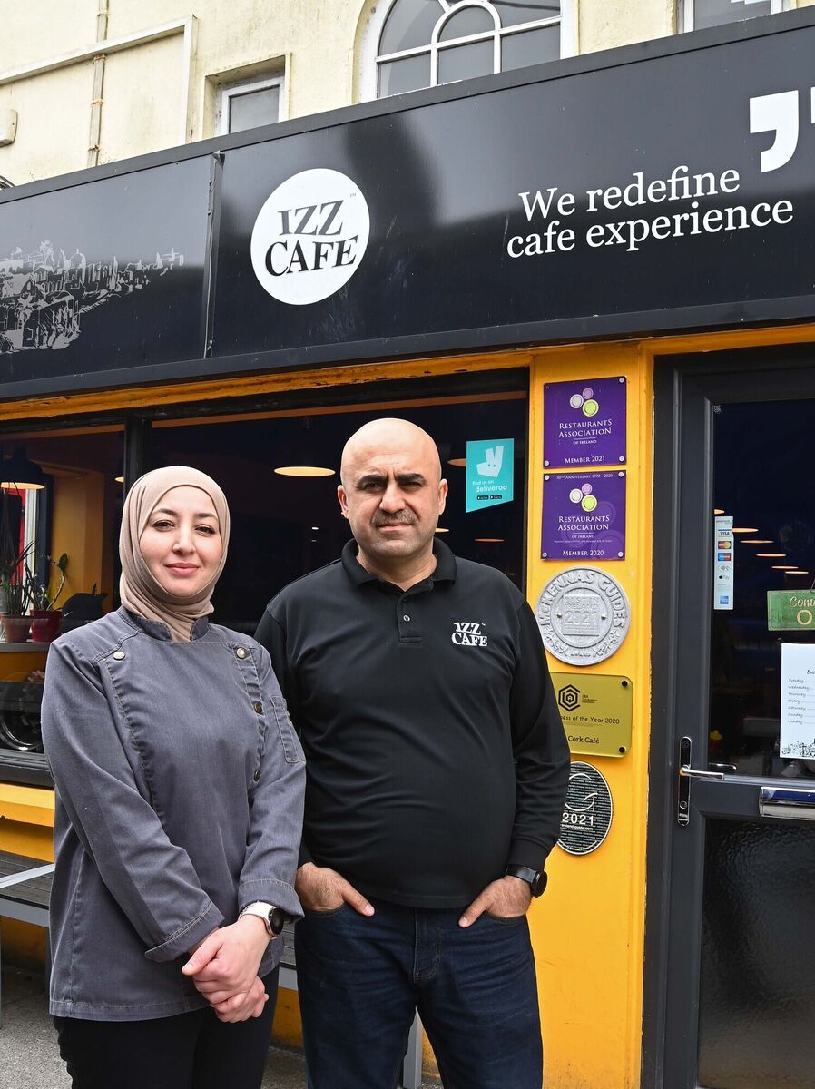 Izz Alkarajeh and Eman Alkarajeh, owners, in the Izz Café in Cork.