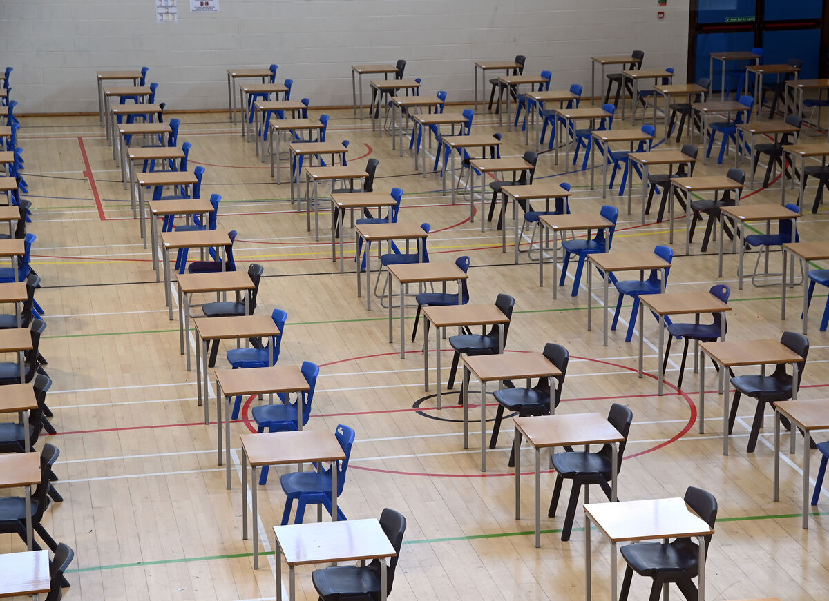 The main exam centre for junior certificate students in Ballincollig Community School, Cork, ready ahead of the state examinations. The main exam centre for junior certificate students in Ballincollig Community School, Cork, ready ahead of the state examinations.
