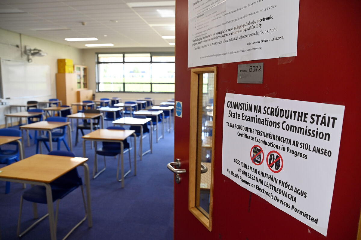 An exam centre in Ballincollig Community School, Cork, ready for the state examinations. An exam centre in Ballincollig Community School, Cork, ready for the state examinations.