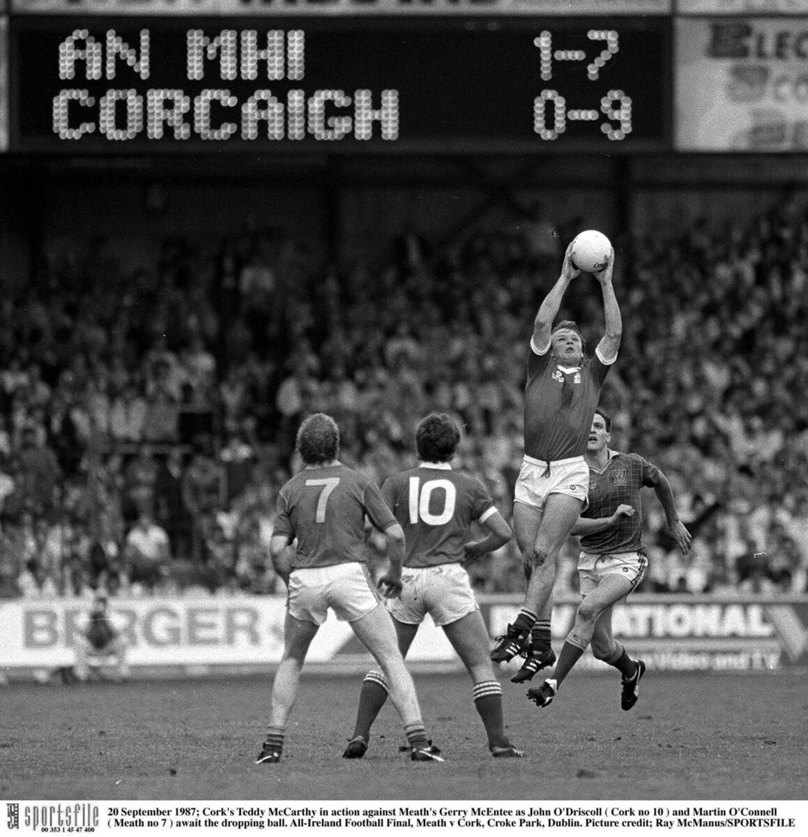Teddy Mac grabbing the ball against Meath in 1987. Picture: Ray McManus/SPORTSFILE Teddy Mac grabbing the ball against Meath in 1987. Picture: Ray McManus/SPORTSFILE