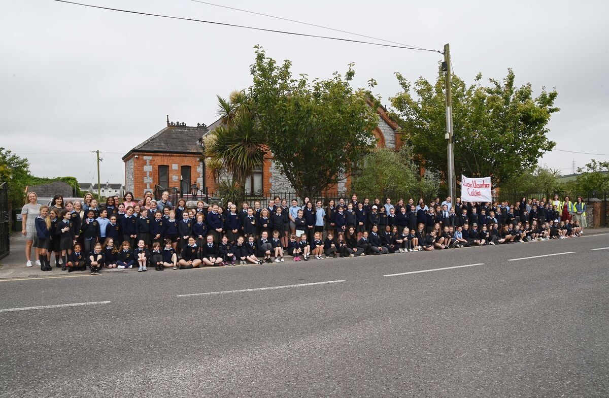 Female pupils of St Colman's NS, Cloyne, and staff pictured outside the former girls school during a walk as part of the school's 50th anniversary celebration of the amalgamation of the boys and girls schools. Female pupils of St Colman's NS, Cloyne, and staff pictured outside the former girls school during a walk as part of the school's 50th anniversary celebration of the amalgamation of the boys and girls schools.