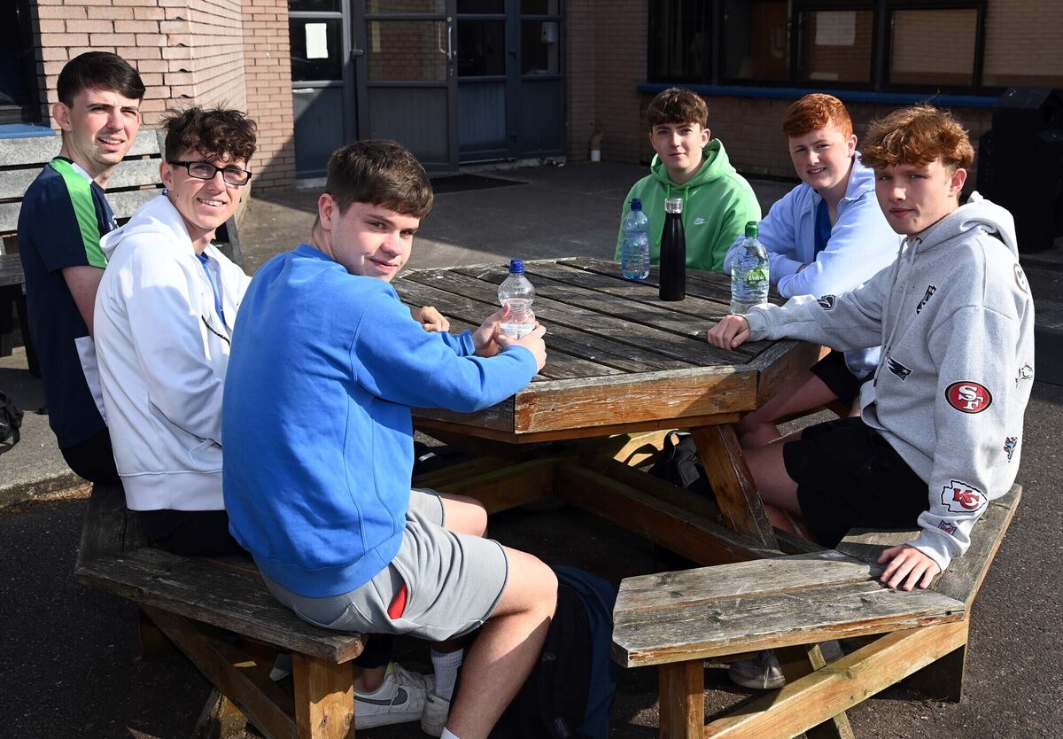 Leaving certificate students chatting after arriving for the first day of the exams at Douglas Community School, Cork. Picture Denis Minihane. Leaving certificate students chatting after arriving for the first day of the exams at Douglas Community School, Cork. Picture Denis Minihane.