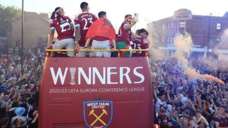 West Ham fans line streets to toast Europa Conference League champions