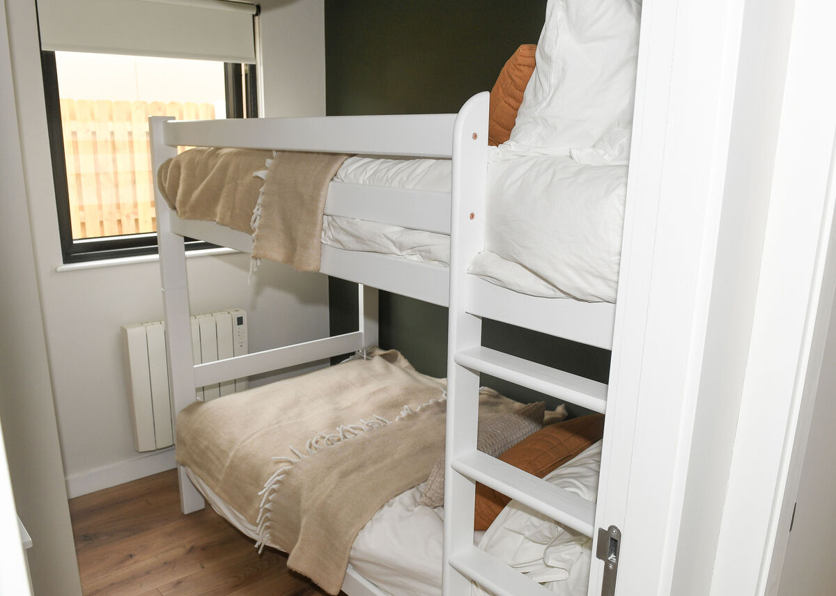 One of the bedrooms in one of the Rapid Build Homes for housing Ukrainians at Mahon, Cork. Picture: David Keane. One of the bedrooms in one of the Rapid Build Homes for housing Ukrainians at Mahon, Cork. Picture: David Keane.
