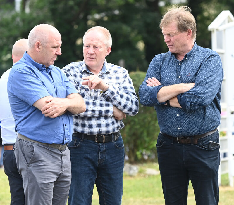 Former Tipperary players John Leahy, Aidan Ryan and Declan Ryan paying their respects to former Cork double winning player Teddy McCarthy at Barry Bros. funeral home in Glanmire , Cork . Picture; Eddie O'Hare