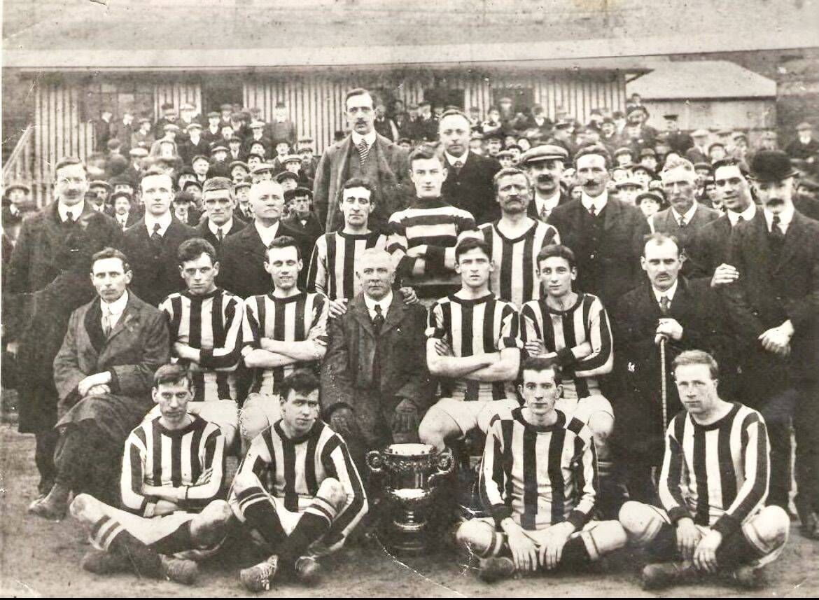 Belfast Celtic 1912. Harry Buckle (bottom left) to his right is Louis Crowe and wearing the horizontal stripes is Irish revolutionary and Statesman Oscar Traynor (goalkeeper) Belfast Celtic 1912. Harry Buckle (bottom left) to his right is Louis Crowe and wearing the horizontal stripes is Irish revolutionary and Statesman Oscar Traynor (goalkeeper)