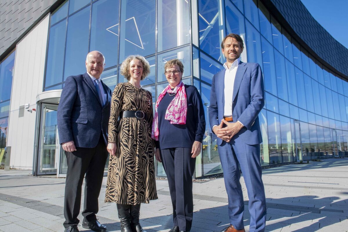 Michael Loftus, Vice-President for External Affairs, MTU; Claire McGee, Head of Education and Innovation Policy, IBEC; Irene Sheridan, Head of MTU Extended Campus, MTU and Arno Meerman, CEO of UIIN at the UIIN (University Industry Innovation Network) Ireland Forum, which took place at the MTU Arena in Munster Technological University in April. Picture: Brian Lougheed