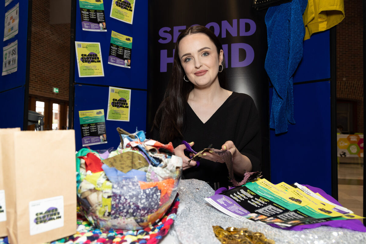 Mary Fleming, Crumlin, winner of the Most Positive Environmental Impact Award for her startup Change Clothes Crumlin CLG, a clothing reuse hub at the MTU Prize for Innovation Showcase and Awards Ceremony in the MTU Bishopstown Campus. Photo: Darragh Kane