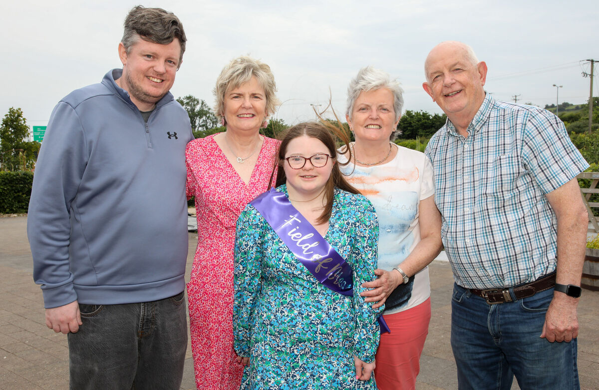Paul, Rena and Laura Ahern with Mairead Falvey and Liam Ahern at the graduation ceremony for the Ready 2 Work programme at the Down Syndrome Cork Field of Dreams, Curraheen, Cork. - Picture; David Creedon