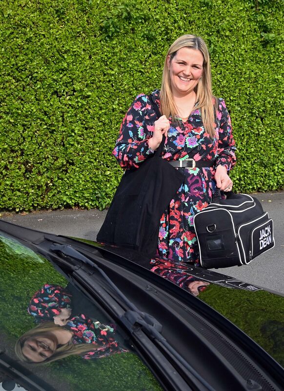 Amanda with all her equipment.