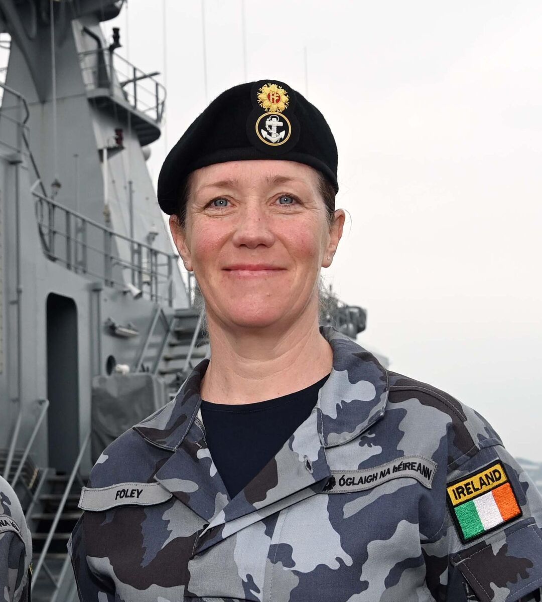 PO Kara Foley at the L.É. William Butler Yeats at the Naval Base, Haulbowline, ahead of deployment to the Mediterranean.