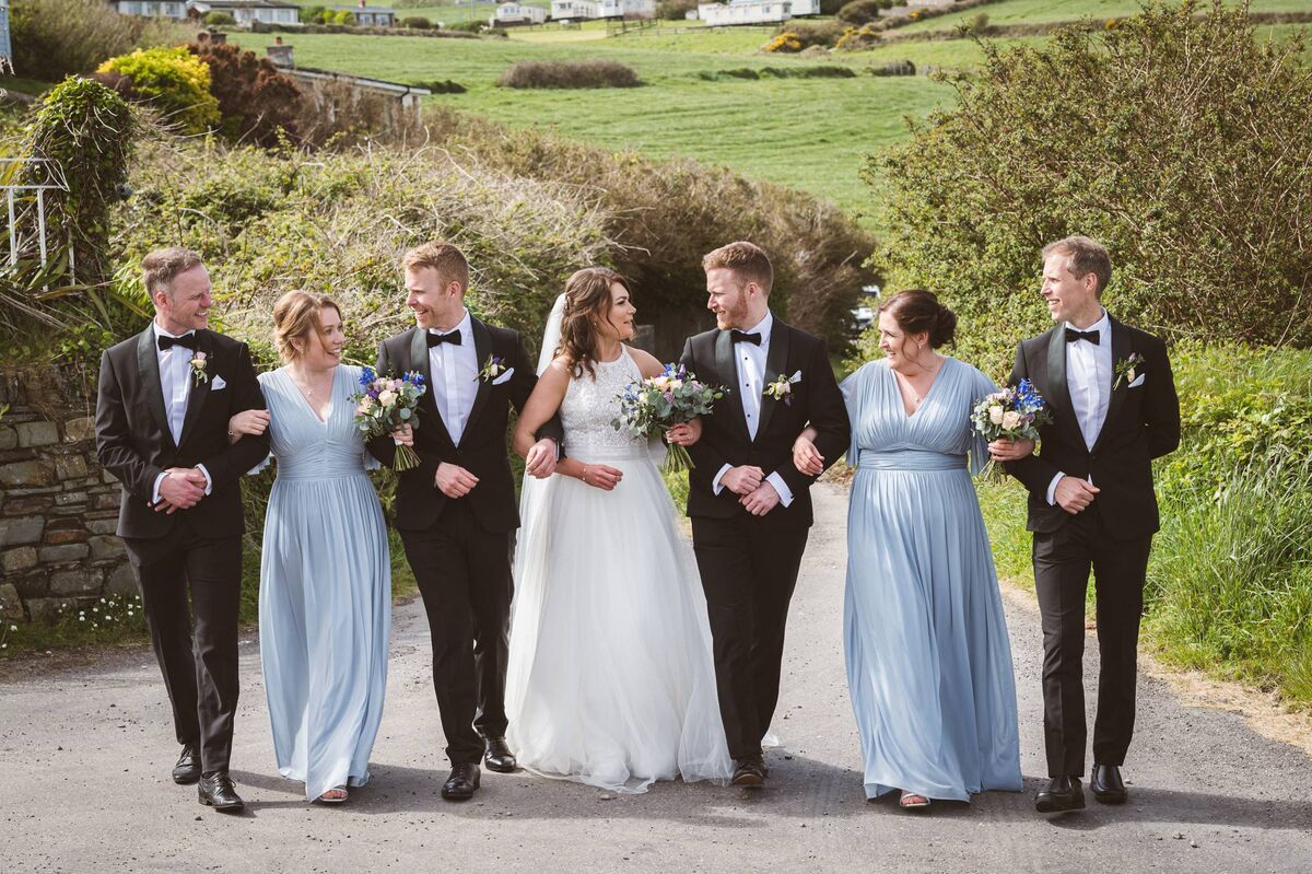 Friends Aisling and Elisha were bridesmaids. John’s brothers Billy, Thomas and Eamon were groomsmen. John’s niece Anna was flower girl and Theresa’s godson Owen and brother Kylian were page boys.