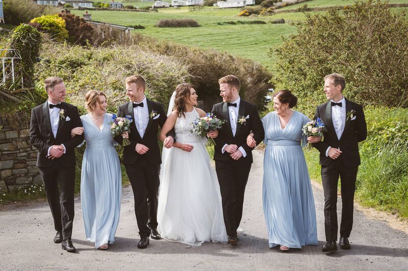 Friends Aisling and Elisha were bridesmaids. John’s brothers Billy, Thomas and Eamon were groomsmen. John’s niece Anna was flower girl and Theresa’s godson Owen and brother Kylian were page boys.