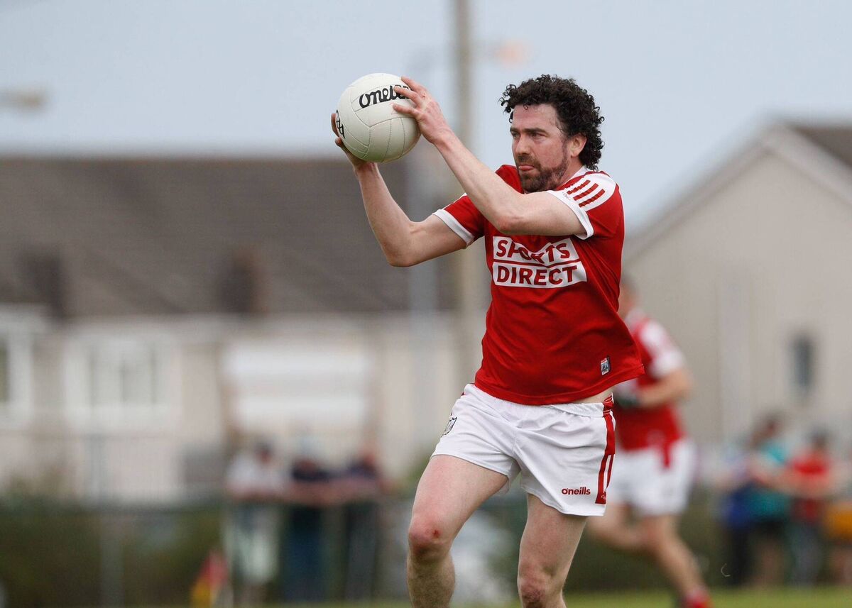 Flor Crowley in action for the Cork Masters football team.