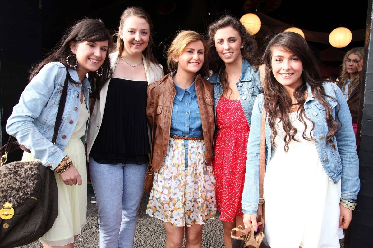 Roisin Kelly, Soracha McKinley, Aisling Lennon, Alison Earle and Elisha Reynolds from Athlone pictured at the concert of Olly Murs at Live at the Marquee in 2012.