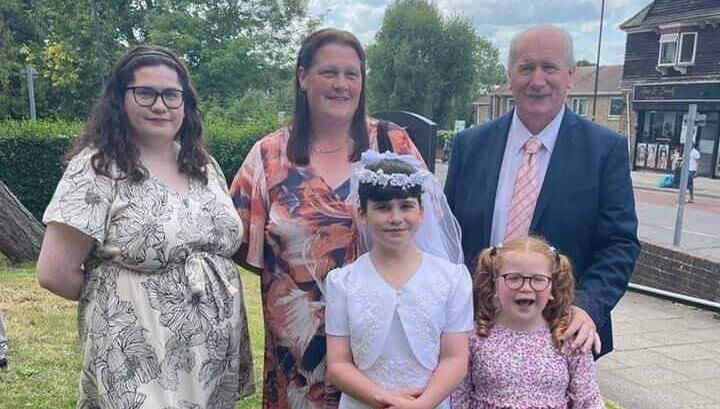 From back left the Connery family Kacey, mum Sarah , dad Patrick with Khloe and Sarah. Sarah suffers from Wagner's Syndrome, a rare genetic disease, and undergoes chemotherapy to prevent cancer developing. From back left the Connery family Kacey, mum Sarah , dad Patrick with Khloe and Sarah. Sarah suffers from Wagner's Syndrome, a rare genetic disease, and undergoes chemotherapy to prevent cancer developing.
