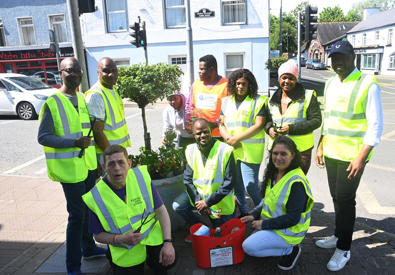 Volunteers together for a photo before heading out filling plant pots on Saturday afternoon. Pic: Larry Cummins Volunteers together for a photo before heading out filling plant pots on Saturday afternoon. Pic: Larry Cummins