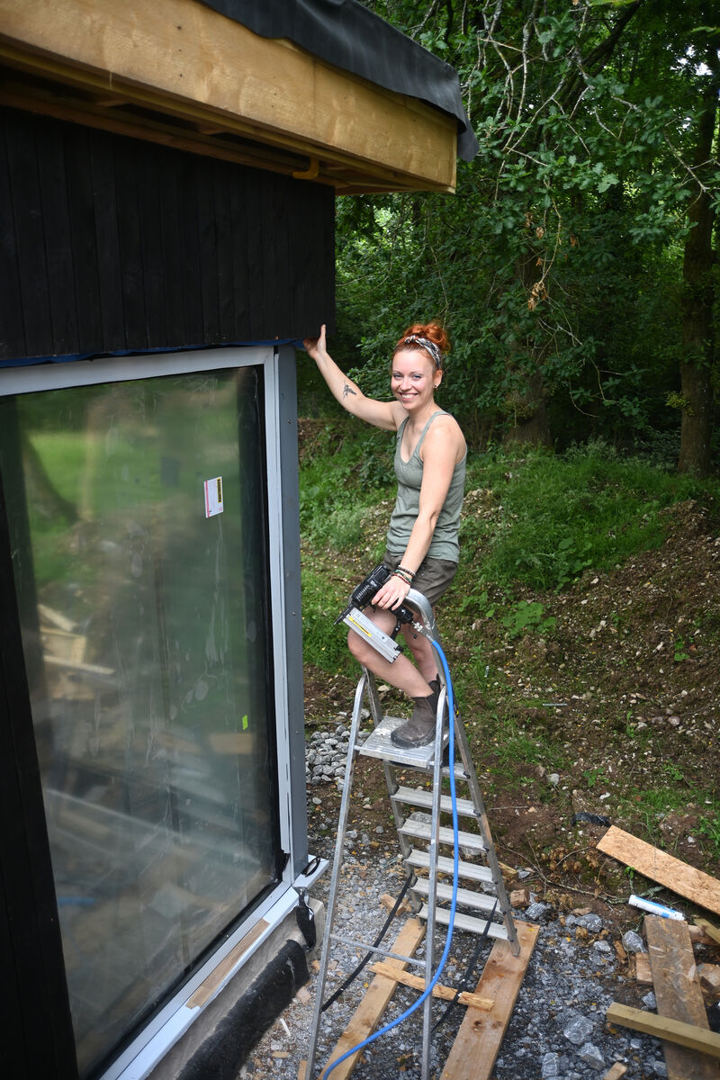 Deirdre O'Sullivan working on her house.