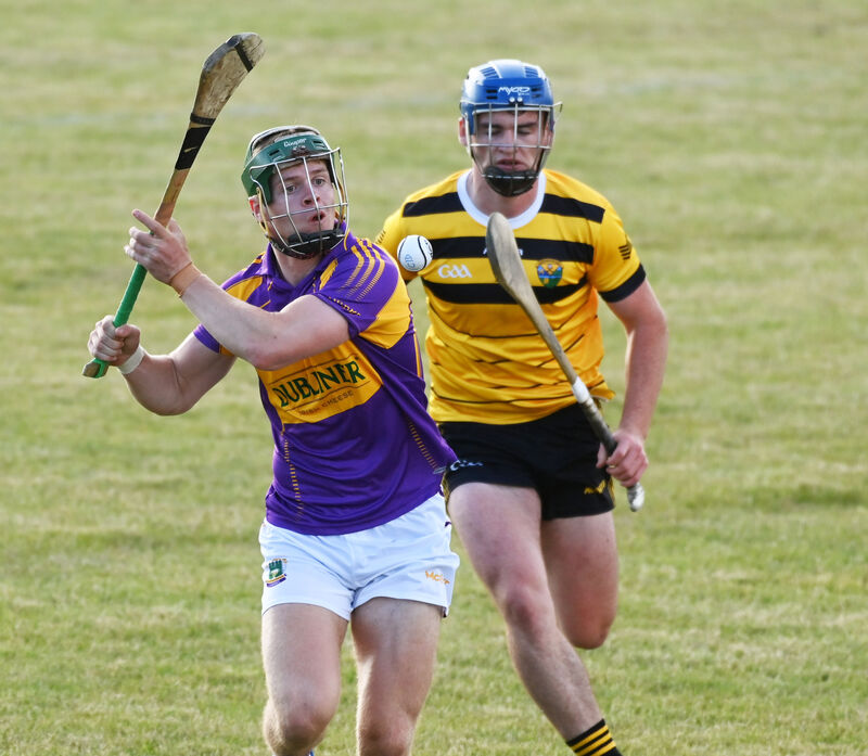 Carbery's Philip Wall shoots from Carrigdhoun's Rhys McCarthy during the Cork divisional / colleges SHC at Ahiohill. Picture; Eddie O'Hare