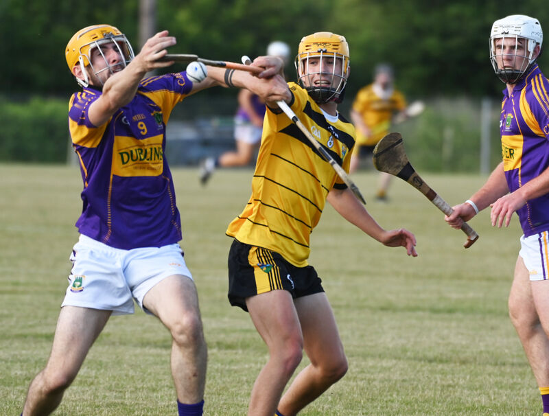 Carrigdhoun's Ronan Kelleher and Carbery's Josh O'Donovan tussle for the sliotar during the Cork divisional / colleges SHC at Ahiohill. Picture; Eddie O'Hare