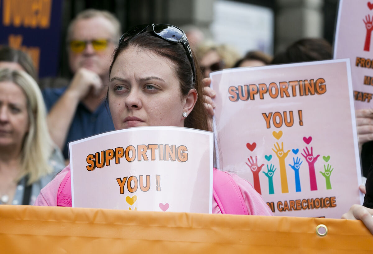 Megan Buckley during the protest over lack of funding for Beaumont Residential Care Nursing Home outside Leinster House, Dublin. Megan Buckley during the protest over lack of funding for Beaumont Residential Care Nursing Home outside Leinster House, Dublin.
