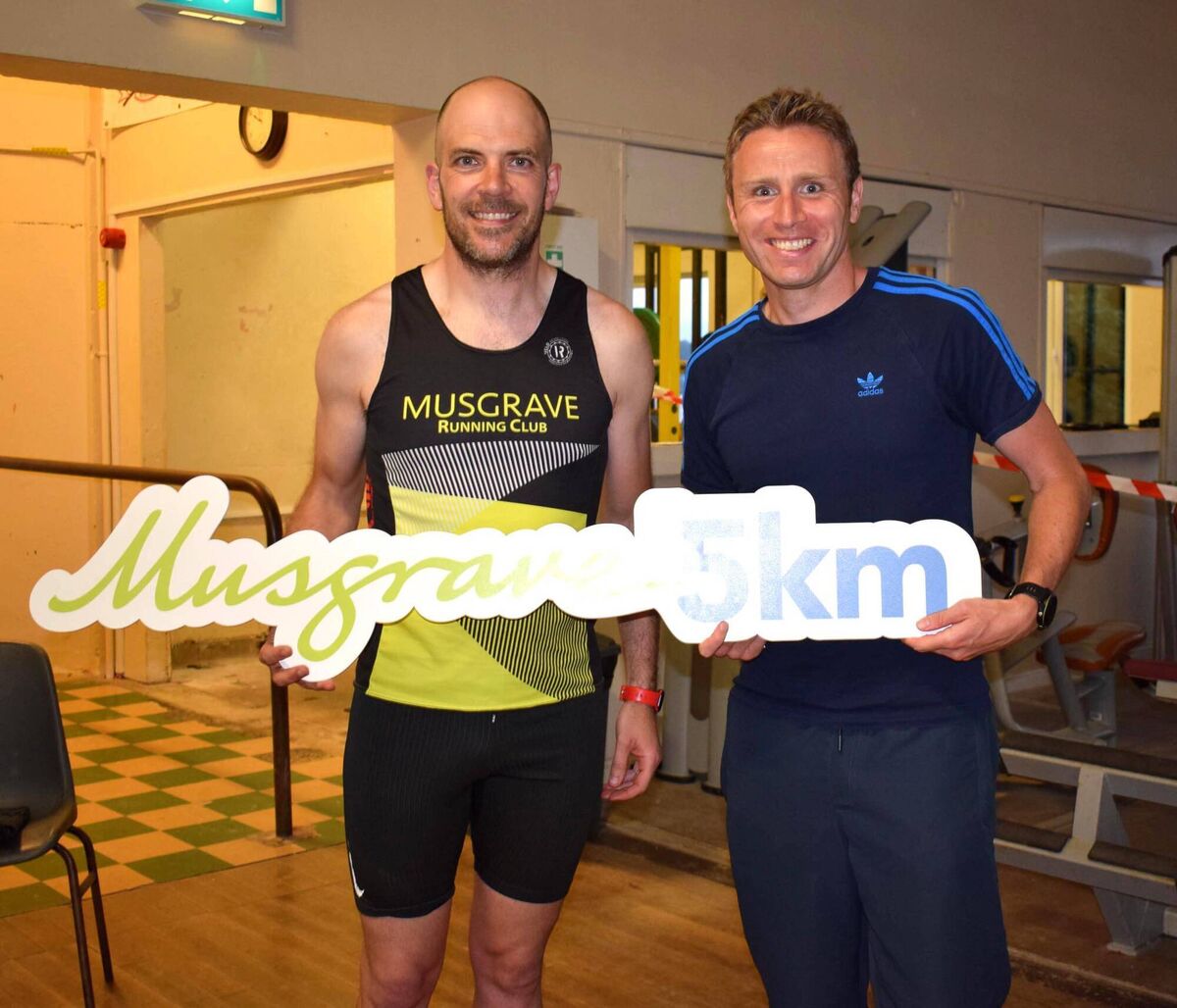 Mark Walsh (right), winner of the Musgrave 5km, with Aisrian O'Driscoll of Musgrave Ltd. Picture: John Walshe Mark Walsh (right), winner of the Musgrave 5km, with Aisrian O'Driscoll of Musgrave Ltd. Picture: John Walshe
