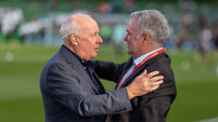 Liam Brady with Ray Houghton before the game 19/6/2023