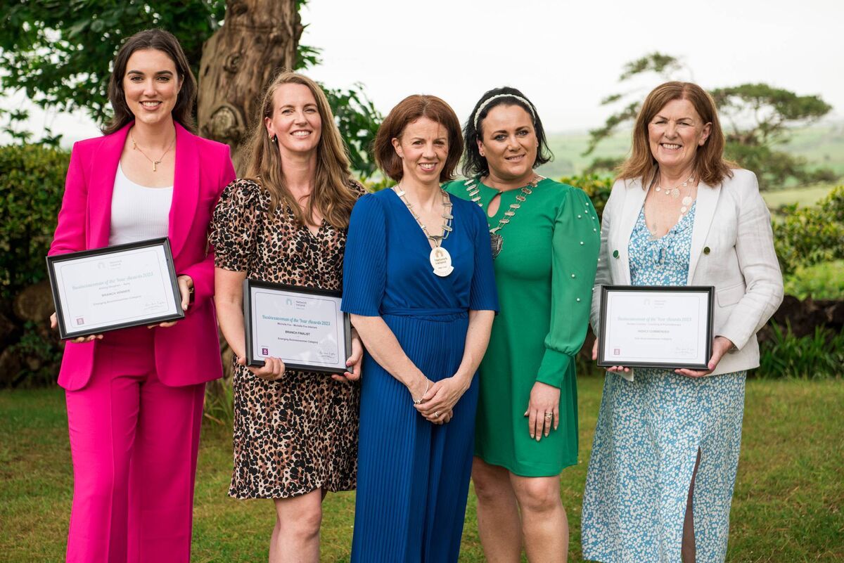 Businesswoman of the year awards finalists, Aisling Vaughan, Michelle Fox with branch president Anne Marie Kingston, National President Emma Murphy Early and branch finalists Noreen Coomey. Businesswoman of the year awards finalists, Aisling Vaughan, Michelle Fox with branch president Anne Marie Kingston, National President Emma Murphy Early and branch finalists Noreen Coomey.