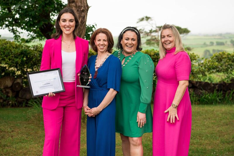 Aisling Vaughan winner of the Network Ireland West Cork Emerging Business Award with branch president Anne Marie Kingston, Network Ireland National President Emma Murphy Early and Jacqueline O'Donovan OBE and CEO of O'Donovan Waste Disposal UK.
