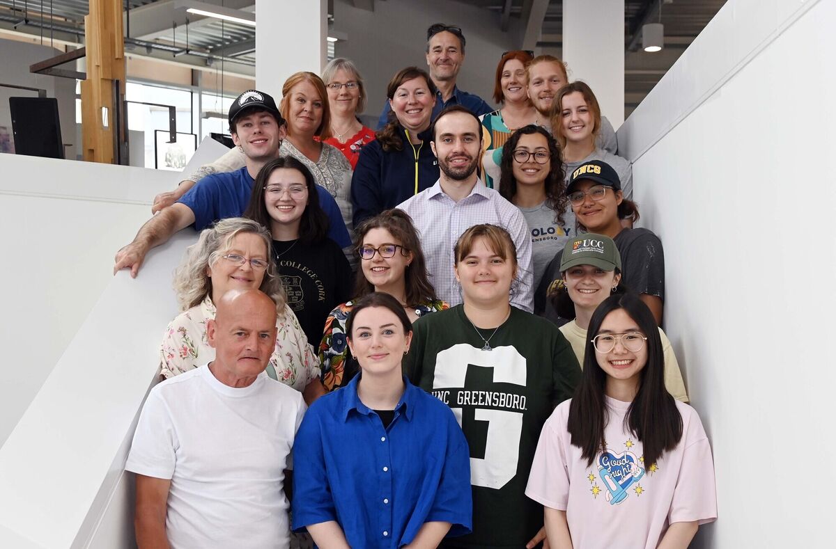 A group attending the presentation of research by students of the University of North Carolina, Greensboro, for Fairhill/Fairfield Community Association at CCAE, Cork.