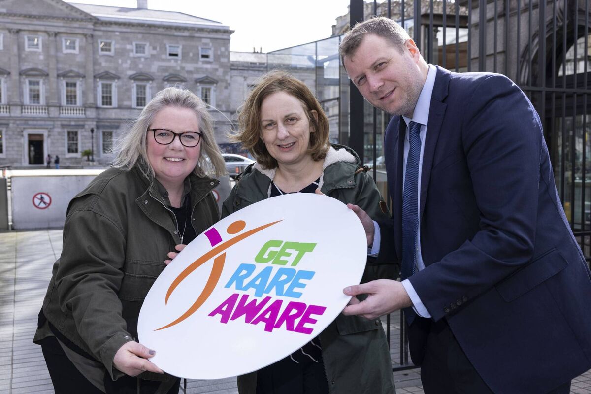 The Get Rare Aware campaign is urging politicians to take action on Ireland’s under-resourced genetic services Pictured are Vicky McGrath, CEO of Rare Diseases Ireland, Patricia Towey, Huntington’s Disease Association of Ireland, Pádraig O’Sullivan, TD. Picture by Shane O'Neill, Coalesce. 