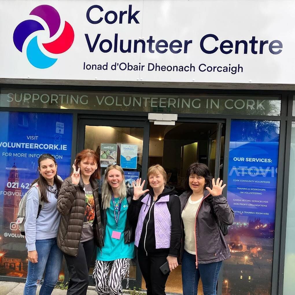 Iryna Horbachova who volunteers with Cork Volunteer Centre, with fellow volunteers.